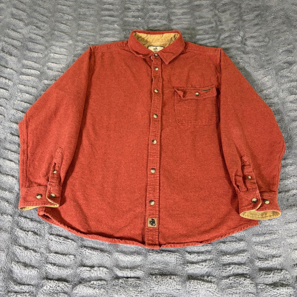 Legendary Whitetails Mens Large Flannel Shirt Rust Orange Cotton POLW-6689